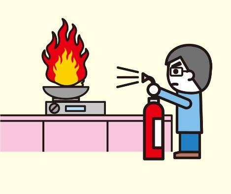 消火器を使用している図