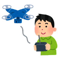 ドローンを飛ばす男の人のイラスト