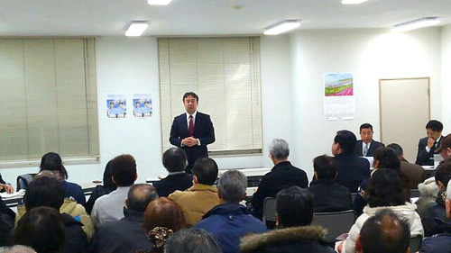 北海道日本ハムファイターズ幕別後援会の設立準備委員会の説明会の様子